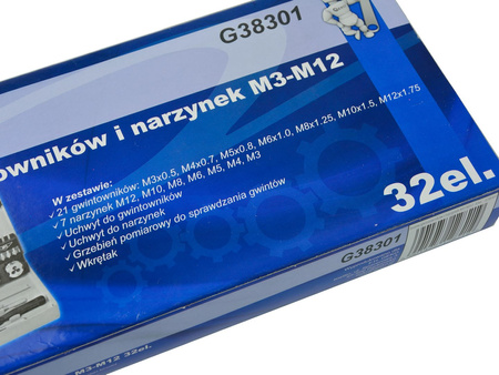 Zestaw gwintowników i narzynek M3-M12 32 el.