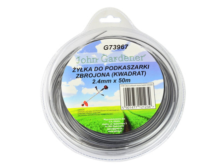 Żyłka do kosy podkaszarki zbrojona kwadrat 2,4mm x 50m