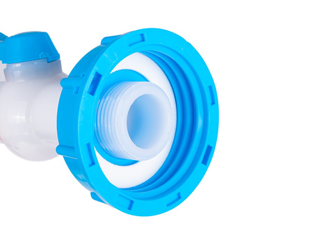 Zestaw – IBC nakrętka S60x6 + kran na wąż 32mm 45° – mauser