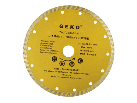 Tarcza diamentowa 180 x 22,23 x 8mm turbo GEKO PROFI