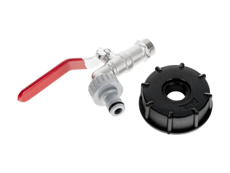 Zestaw – IBC nakrętka S60x6 + kran 1/2" z wyjściem na GZ 3/4" + nypel do szybkozłącza – mauser