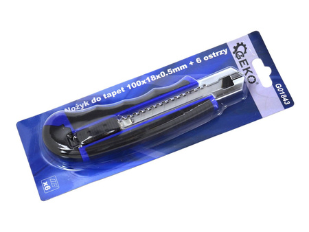 Nożyk do tapet z ostrzem łamanym 18x0,5mm, 6 ostrzy Softgrip GEKO