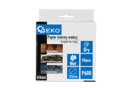 Papier ścierny wodny – krążek na rzep 125mm P600 (50/1000)
