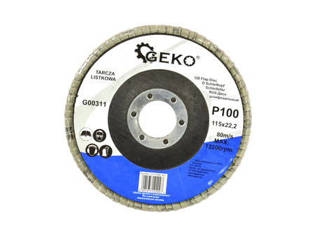 Tarcza szlifierska listkowa 115mm P100 GEKO