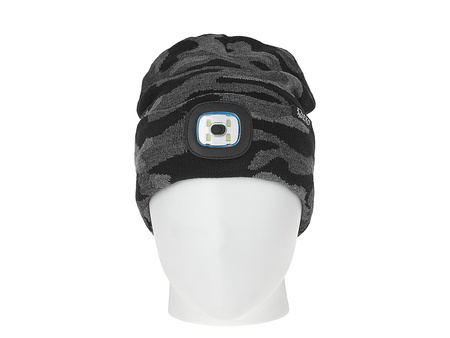 Czapka zimowa akumulatorowa z lampką LED (szare moro) 