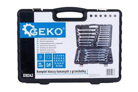 Komplet 22el. kluczy łamanych z grzechotką 6-32mm /alu waliza/