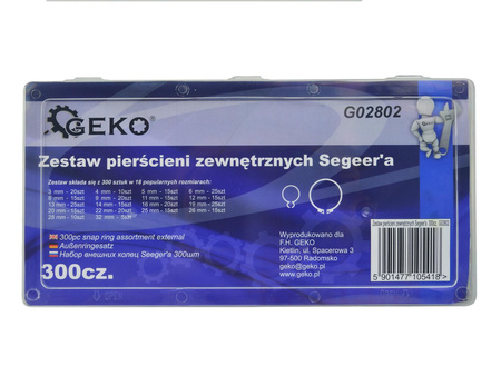 Zestaw pierścieni zewnętrznych Seeger'a 300szt (20)