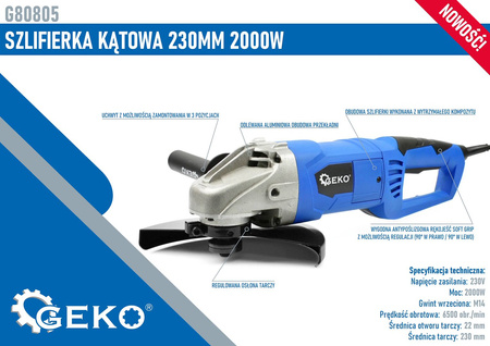 Szlifierka kątowa 230mm 2000W