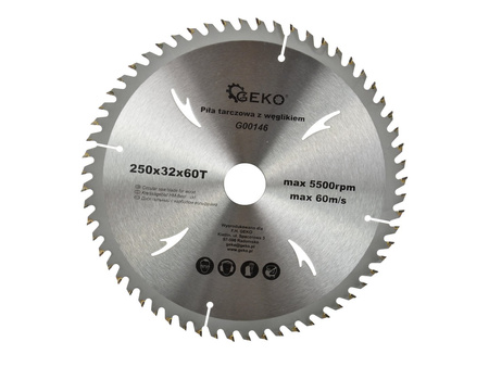 Tarcza widiowa do drewna 250x32x60T GEKO