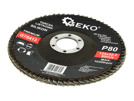 Tarcza szlifierska listkowa "SILIKON" 125mm P80 GEKO PREMIUM
