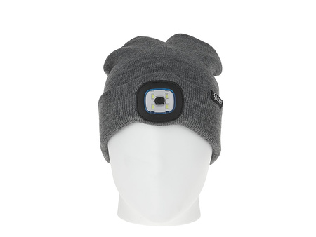 Czapka zimowa akumulatorowa z lampką LED (szary melanż)