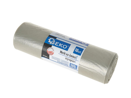 Worki na śmieci styropian BARDZO MOCNE 380L (rolka 10szt) - transparentne