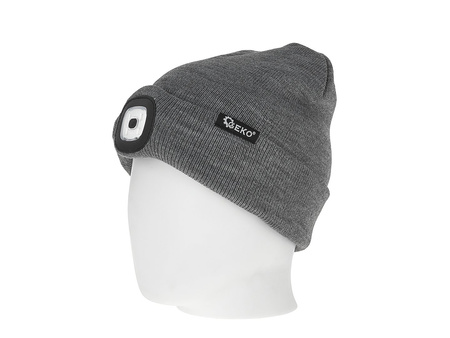 Czapka zimowa akumulatorowa z lampką LED (szary melanż)
