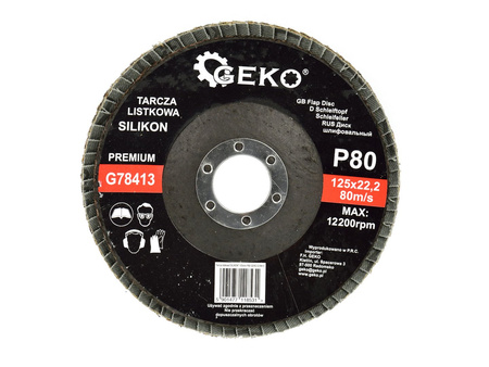 Tarcza szlifierska listkowa "SILIKON" 125mm P80 GEKO PREMIUM