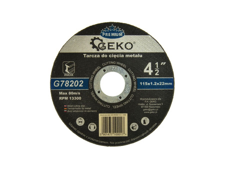 Tarcza do cięcia metalu GEKO PREMIUM 115x1,2 INOX