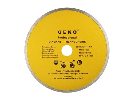 Tarcza diamentowa 200mm x 25,4mm Pełna GEKO PROFI