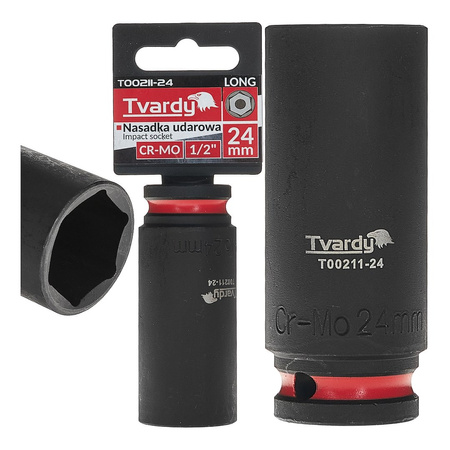 WYTRZYMAŁA NASADKA UDAROWA DŁUGA 1/2" 24mm CR-MO TVARDY