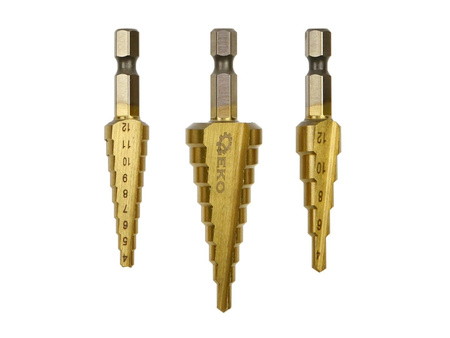 Kpl.wierteł stożkowych 1/4" Hex 3szt. (3-12,4-12,4-20mm) (100)