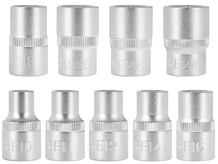 Komplet 9el nasadek TORX 1/2" GEKO