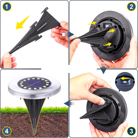 Lampa solarna ogrodowa 16LED gruntowa najazdowa (komplet 4szt.) (1/6)