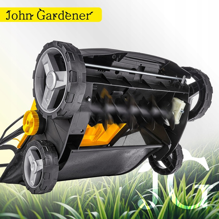 Aerator wertykulator elektryczny do trawy trawnika 2w1 kosz 45l 38cm John Gardener