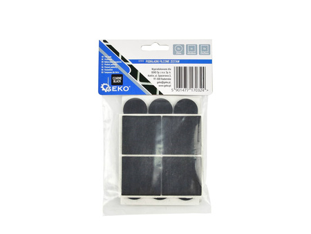 Podkładki filcowe pod meble zestaw (czarne) – okrągłe 25mm i prostokątne 25x25mm + 40x40mm 28szt.(25/250)