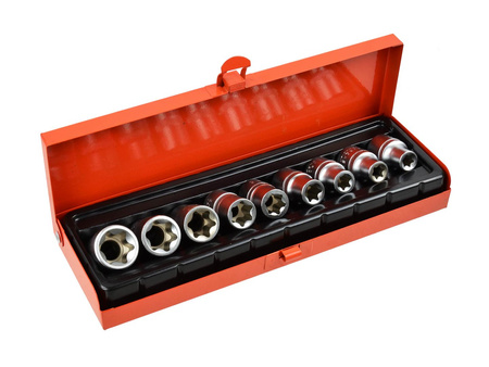 Komplet 9el nasadek TORX 1/2" GEKO