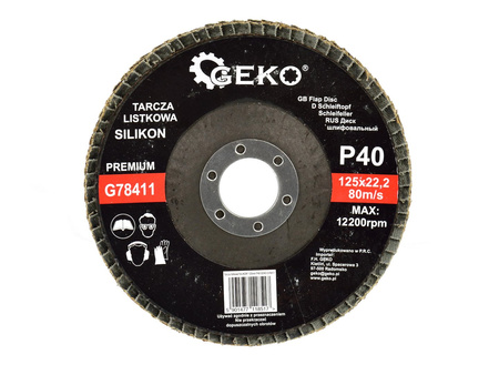 Tarcza szlifierska listkowa "SILIKON" 125mm P40 GEKO PREMIUM