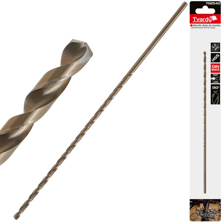 Wiertło złote do metalu długie 4.0 x 220mm HSS DIN1869