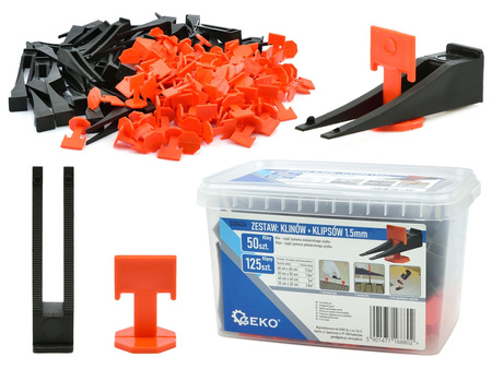 System do poziomowania płytek - 50 klinów + 125 klipsów 1,5mm