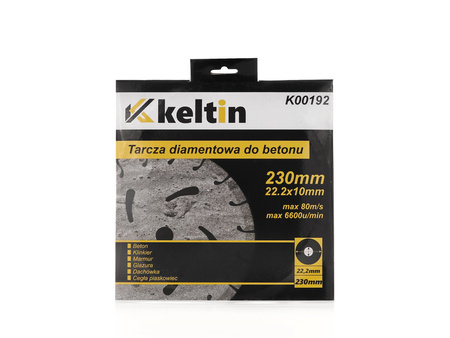 Tarcza diamentowa do betonu  230x22,2x10mm  Czarna KELTIN (25)