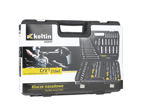 Komplet kluczy nasadowych 216el. 1/4", 3/8" & 1/2"