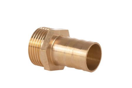 Nypel mosiężny na wąż 19mm – gwint zewnętrzny 3/4" – na klucz (250)