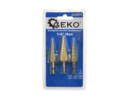 Kpl.wierteł stożkowych 1/4" Hex 3szt. (3-12,4-12,4-20mm) (100)