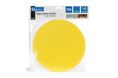Papier ścierny na dysk – krążek z otworami 225mm P60 /żyrafa/ (10/100/500)
