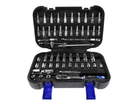 Zestaw kluczy nasadowych E-Torx i bitów 1/4" 56el.