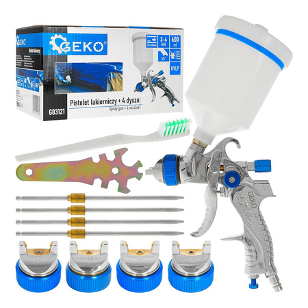 Prof. pistolet lakier. HVLP + 4 dysze (1.4-1.7-2.0-2.5)
