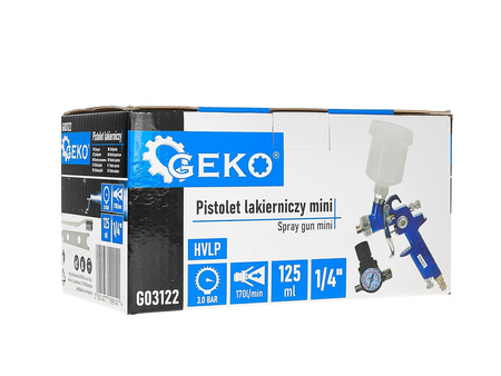Pistolet lakier. HVLP mini 125ml 0,8mm, plastyk. zb. z regulatorem ciśnienia 1/4"