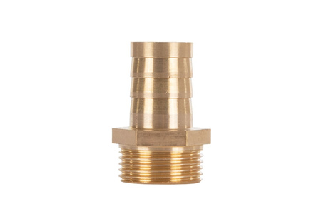 Nypel mosiężny na wąż 19mm – gwint zewnętrzny 3/4" – na klucz (250)