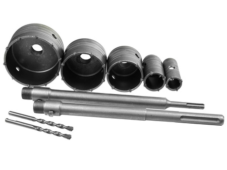Zestaw frezów do muru 9el.(30,40,65,80,100mm + 2 adaptery)