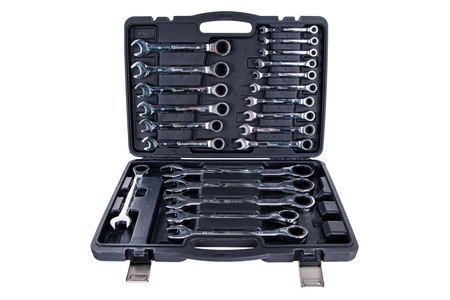 Komplet 22el. kluczy z grzechotką 6-32mm /alu walizka/