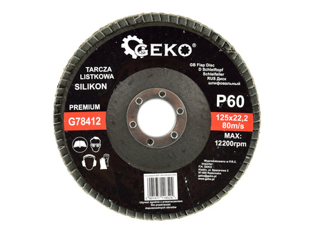 Tarcza szlifierska listkowa "SILIKON" 125mm P60 GEKO PREMIUM