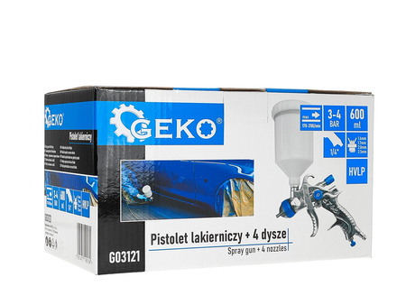 Prof. pistolet lakier. HVLP + 4 dysze (1.4-1.7-2.0-2.5)