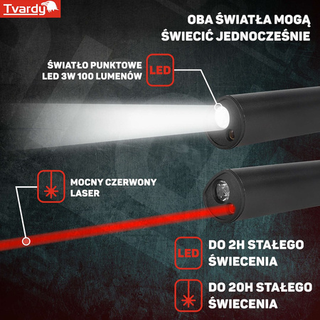 Lampa warsztatowa z magnesem 2X LED 5W 3W + LASER i ULTRAFIOLET
