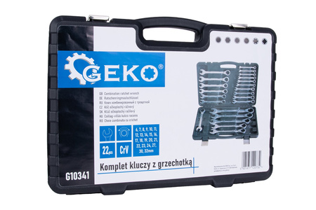 Komplet 22el. kluczy z grzechotką 6-32mm /alu walizka/