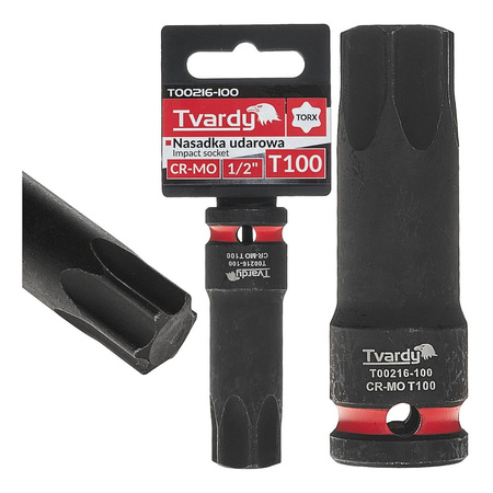 WYTRZYMAŁA NASADKA UDAROWA TRZPIENIOWA TORX T100 1/2” CR-MO TVARDY