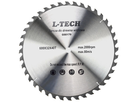 Tarcza widiowa do drewna 600 mm x 32 mm x 40T L-Tech