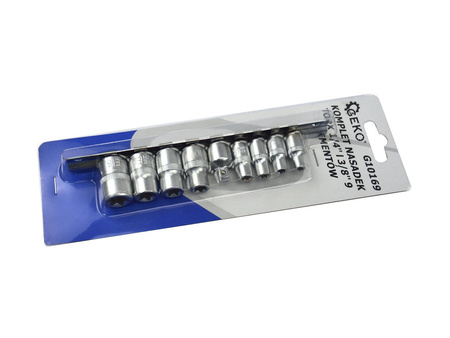 Komplet 9el nasadek torx 1/4 & 3/8" GEKO