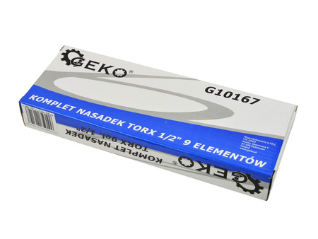 Komplet 9el nasadek TORX 1/2" GEKO