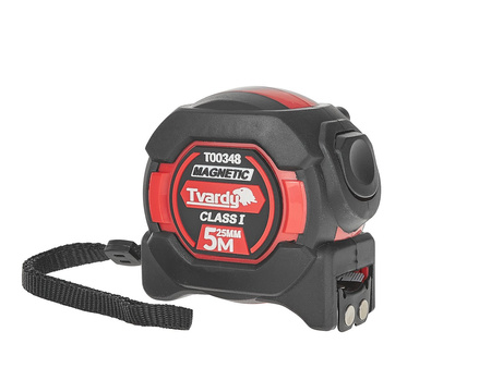 Miara zwijana nylon dwustronna z magnesem i autostopem 5m/25mm KLASA I – kartonik wystawowy (6/60)